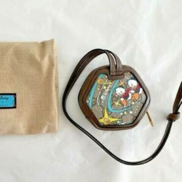 GUCCI GG Disney X Donald Duck Zip Around Marmont Brown Italy Authentic NEW - Picture 2 of 9